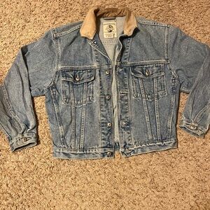 Banana Republic Denim Jacket with Leather Collar